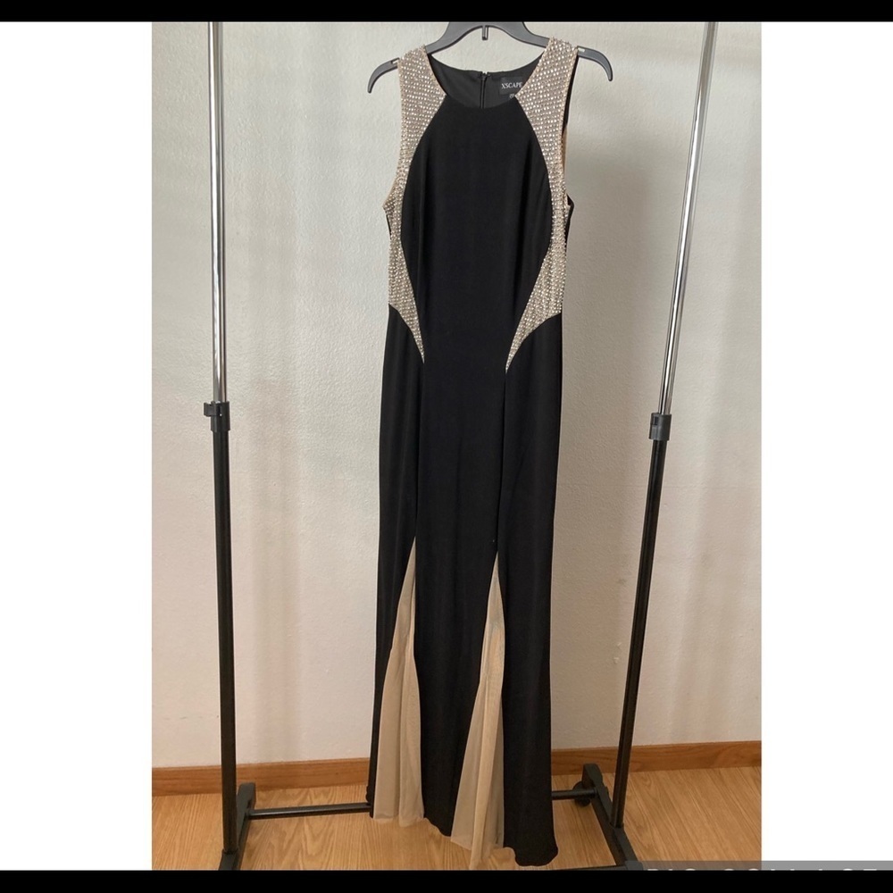 Black Embellished Soft Material Gown